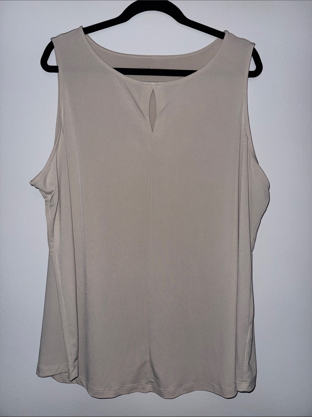 Susan Graver Sleeveless Keyhole Tank in Taupe